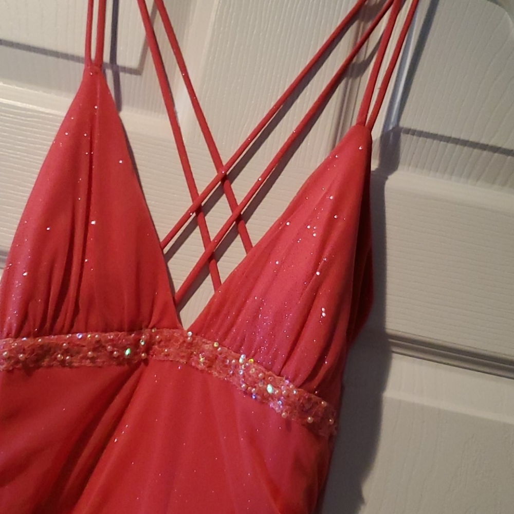 Coral sparkle dress with beading